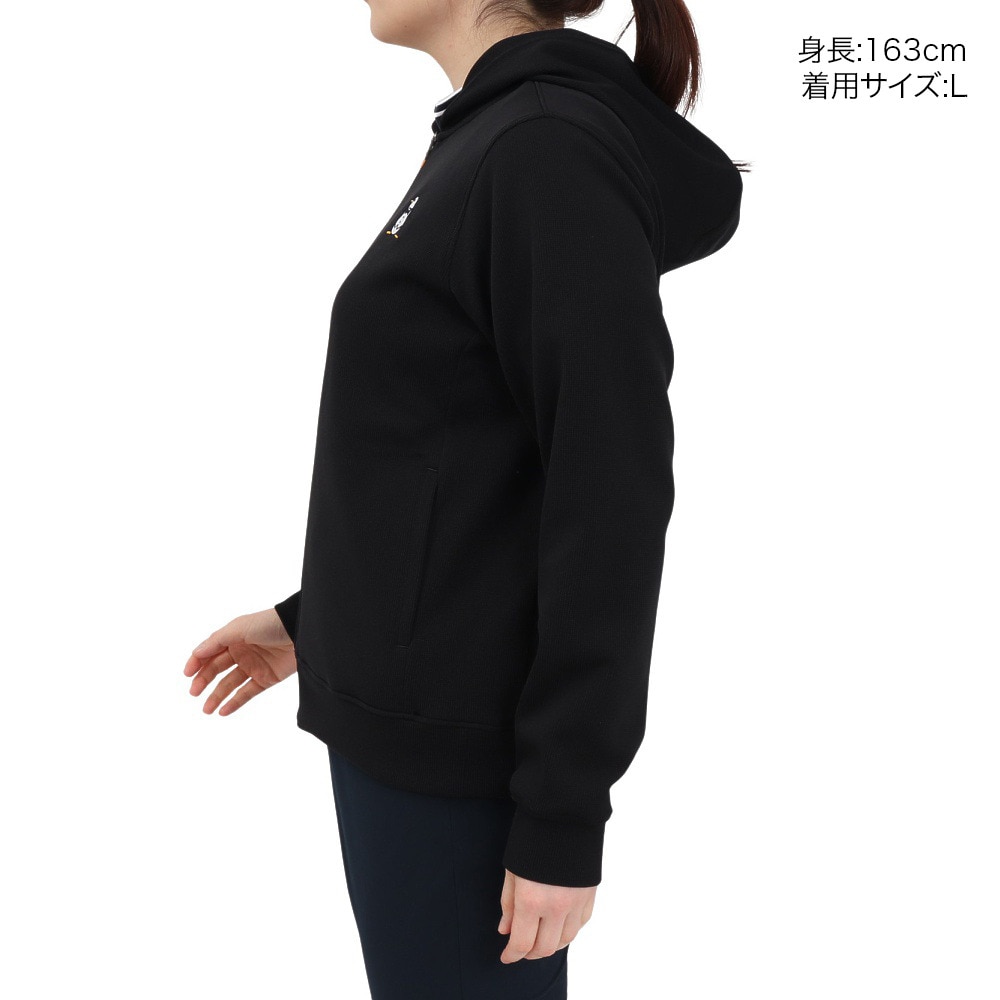 マンシングウエア（MUNSING WEAR）（レディース）ゴルフウェア 吸汗速乾 2WAY ストレッチ Wフェイス 前開き 長袖パーカー MG5SSW81L BK00