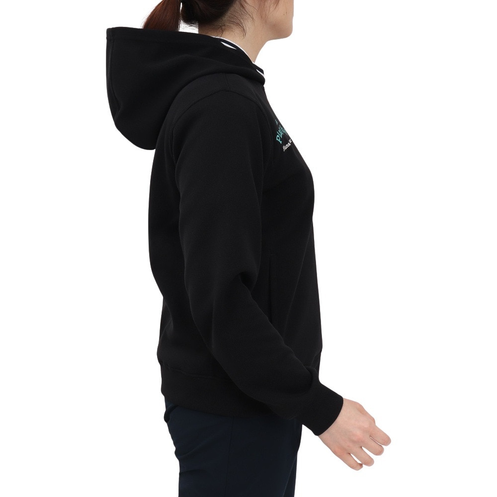 マンシングウエア（MUNSING WEAR）（レディース）ゴルフウェア 吸汗速乾 2WAY ストレッチ Wフェイス 前開き 長袖パーカー MG5SSW81L BK00