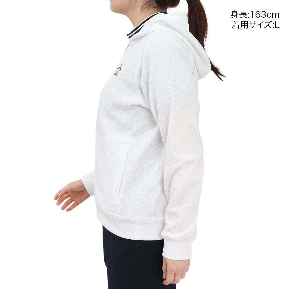マンシングウエア（MUNSING WEAR）（レディース）ゴルフウェア 吸汗速乾 2WAY ストレッチ Wフェイス 前開き 長袖パーカー MG5SSW81L WH00
