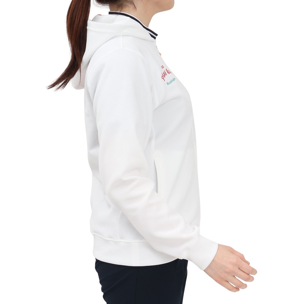 マンシングウエア（MUNSING WEAR）（レディース）ゴルフウェア 吸汗速乾 2WAY ストレッチ Wフェイス 前開き 長袖パーカー MG5SSW81L WH00
