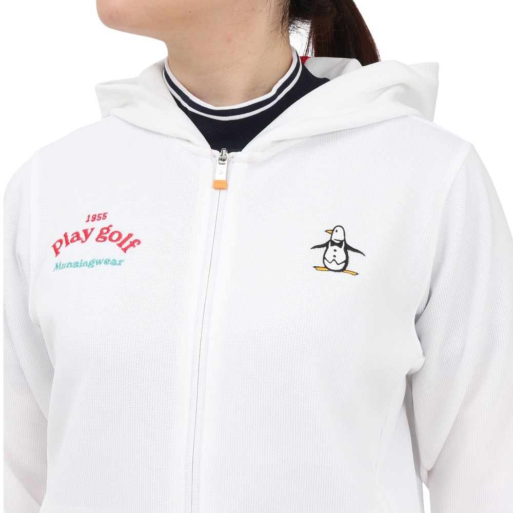 マンシングウエア（MUNSING WEAR）（レディース）ゴルフウェア 吸汗速乾 2WAY ストレッチ Wフェイス 前開き 長袖パーカー MG5SSW81L WH00