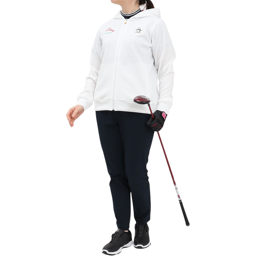 マンシングウエア（MUNSING WEAR）（レディース）ゴルフウェア 吸汗速乾 2WAY ストレッチ Wフェイス 前開き 長袖パーカー MG5SSW81L WH00