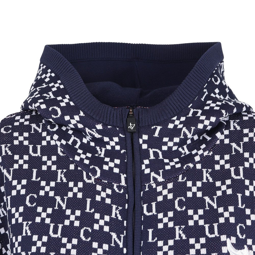 クランク（CLUNK）（レディース）ゴルフウェア 保温 ジャガード 長袖ニットパーカー CL5SUY57 NVY