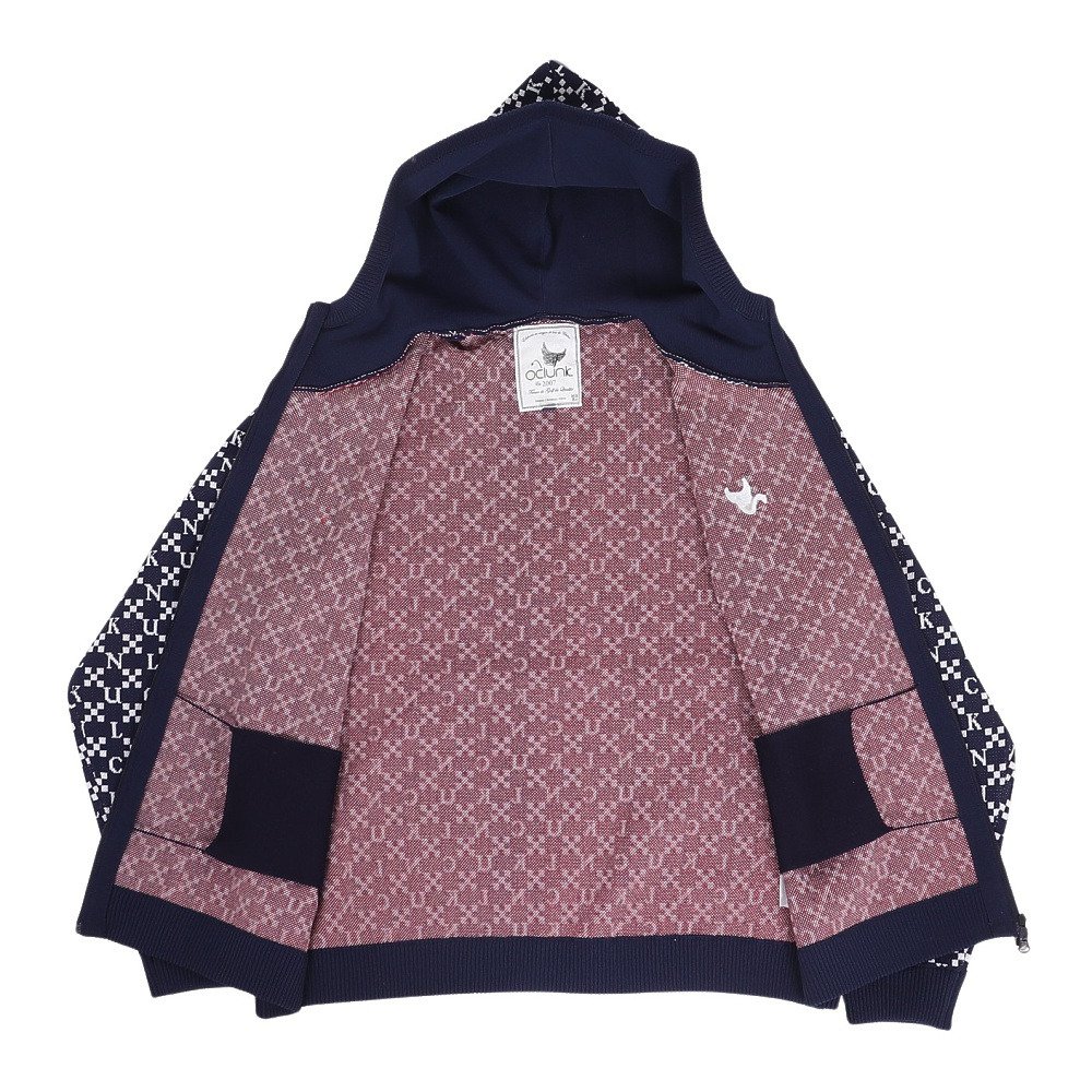 クランク（CLUNK）（レディース）ゴルフウェア 保温 ジャガード 長袖ニットパーカー CL5SUY57 NVY