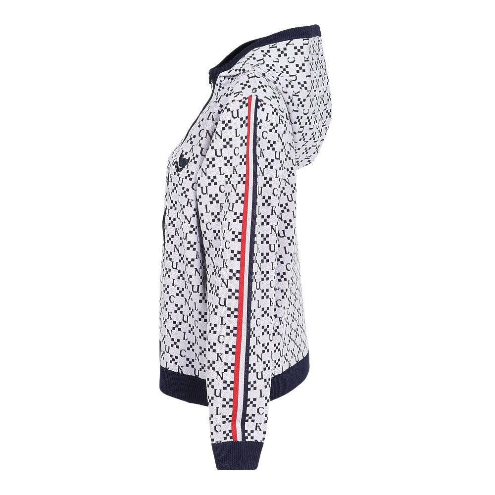 クランク（CLUNK）（レディース）ゴルフウェア 保温 ジャガード 長袖ニットパーカー CL5SUY57 WHT