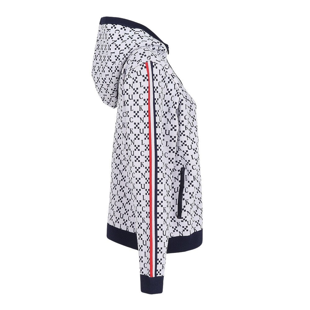 クランク（CLUNK）（レディース）ゴルフウェア 保温 ジャガード 長袖ニットパーカー CL5SUY57 WHT