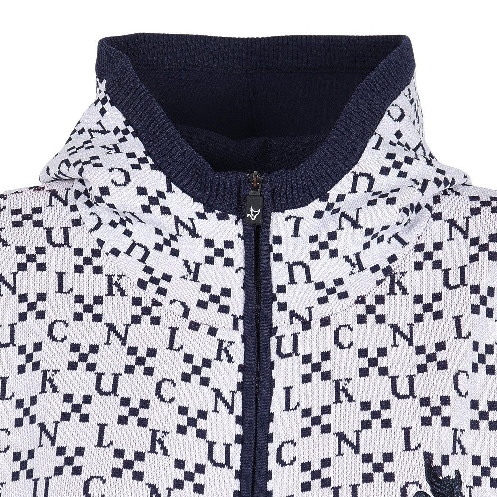 クランク（CLUNK）（レディース）ゴルフウェア 保温 ジャガード 長袖ニットパーカー CL5SUY57 WHT