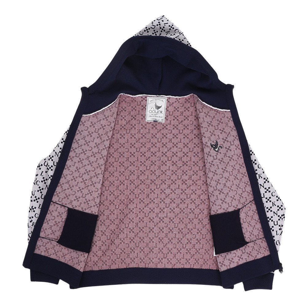 クランク（CLUNK）（レディース）ゴルフウェア 保温 ジャガード 長袖ニットパーカー CL5SUY57 WHT