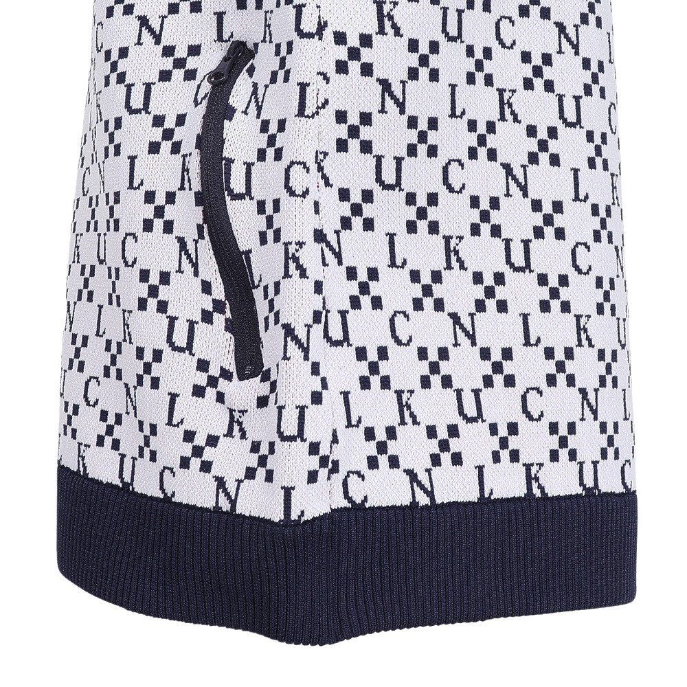 クランク（CLUNK）（レディース）ゴルフウェア 保温 ジャガード 長袖ニットパーカー CL5SUY57 WHT