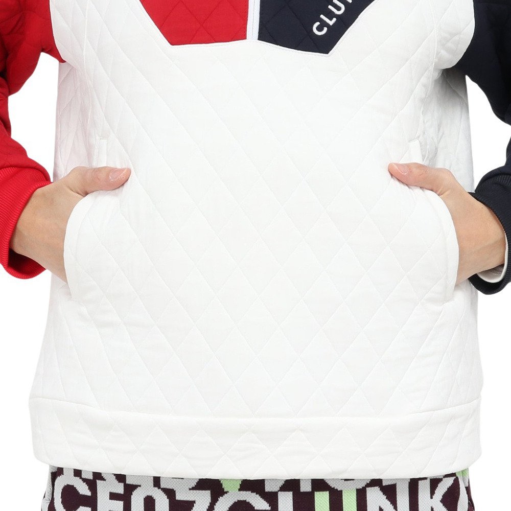 クランク（CLUNK）（レディース）ゴルフウェア 長袖 保温 キルトJQハーフジップパーカー CL5SUY58 WHT