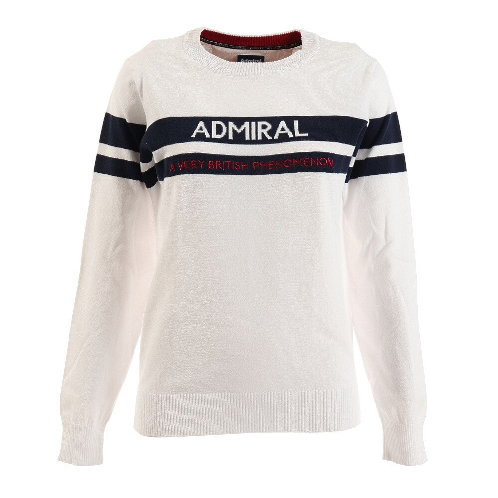 アドミラル ゴルフ｜アドミラル ゴルフ（Admiral GOLF）（レディース）ゴルフウエア セーター レディース 秋冬 ロゴ クルーネックニット  ADLA009-WHT ゴルフ用品はヴィクトリアゴルフ
