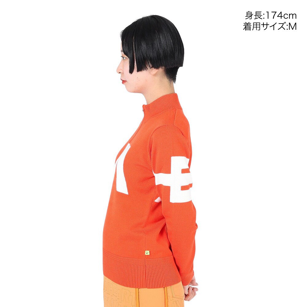 ビバハート（VIVA HEART）（レディース）ゴルフウェア 長袖 ビッグロゴ コンフォートストレッチハーフZIPロゴニット 012-17011-035★★★