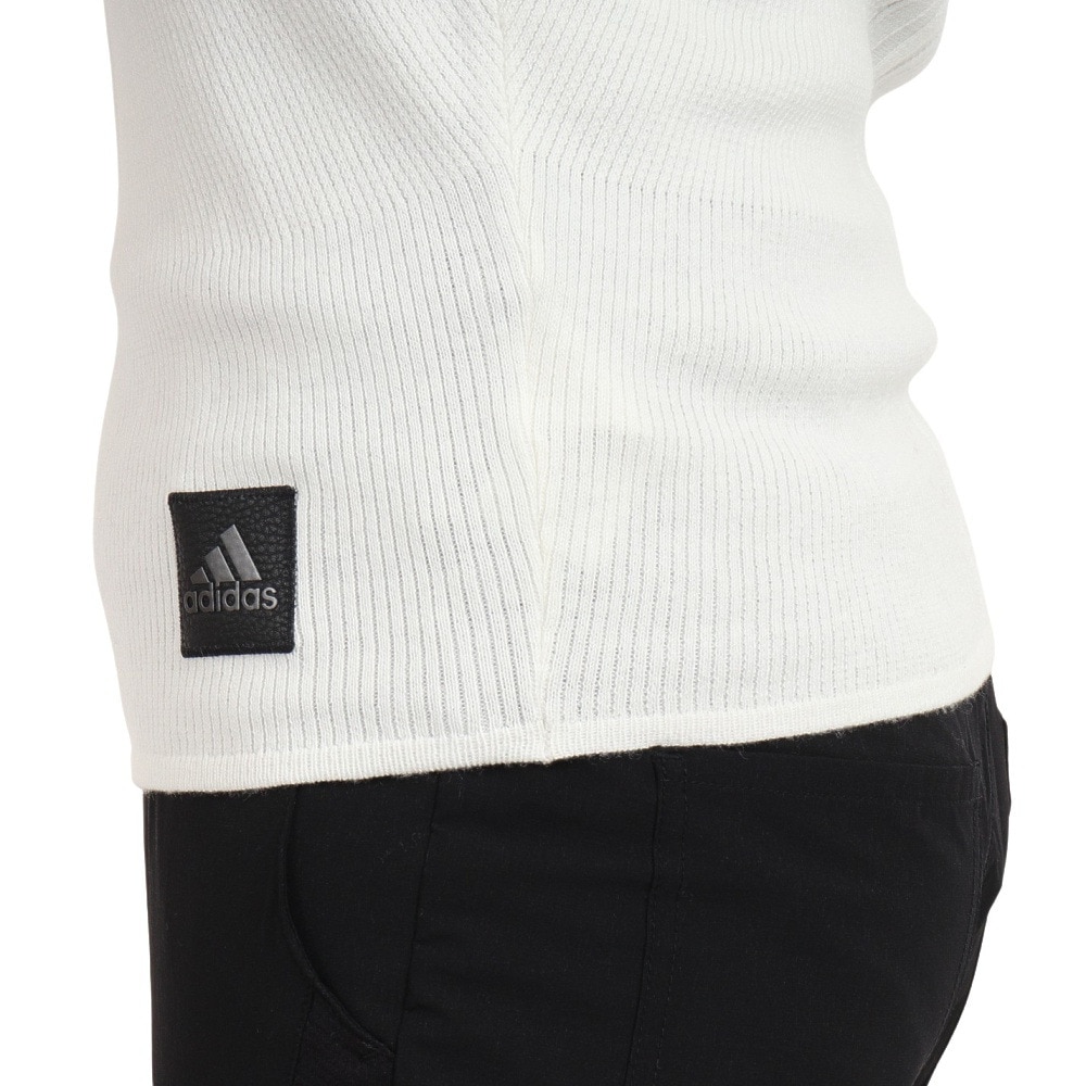 アディダス（adidas）（レディース）ゴルフウェア やわらかい 快適 ラグラン袖 袖口リブ リブパターン 長袖クルーネックセーター SV059-HG1677WH