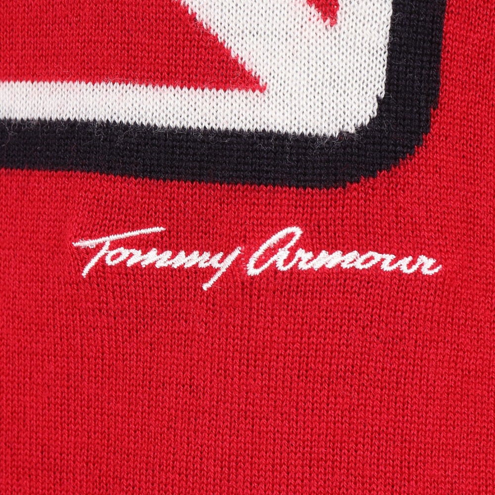 トミーアーマー（Tommy Armour）（レディース）ゴルフウェア 長袖 保温 フラッグ ジャガードセーター TAHO22F050027 RED