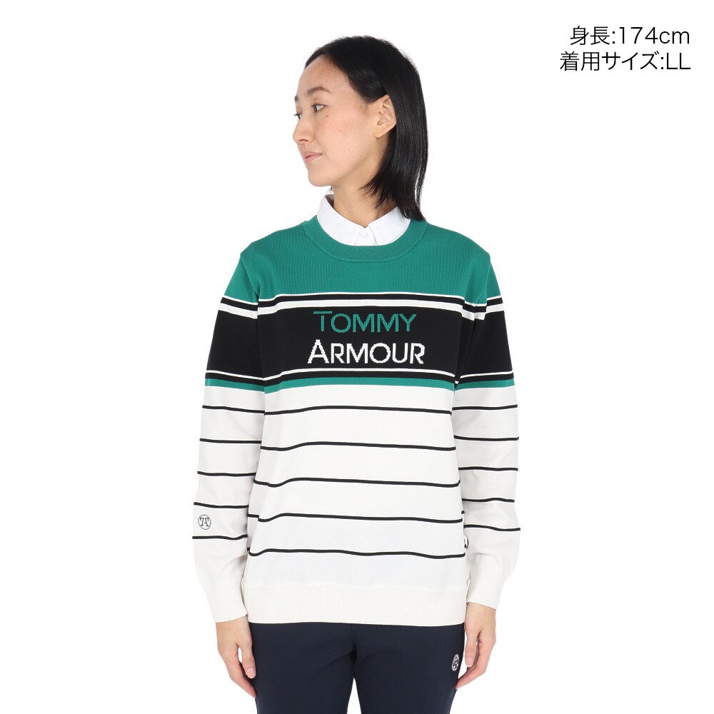 トミーアーマー（Tommy Armour）（レディース）ゴルフウェア 撥水 長袖クルーネックセーター TAJW23S070009 GRN
