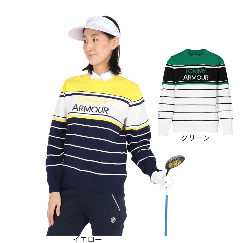 トミーアーマー（Tommy Armour）（レディース）ゴルフウェア 撥水 長袖クルーネックセーター TAJW23S070009 GRN