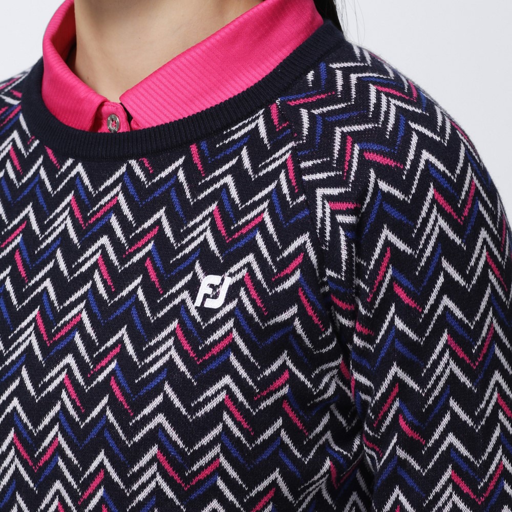 フットジョイ（FootJoy）（レディース）ゴルフウェア シェブロンパターン クルーネックセーター 81191 FJW-F23-M02