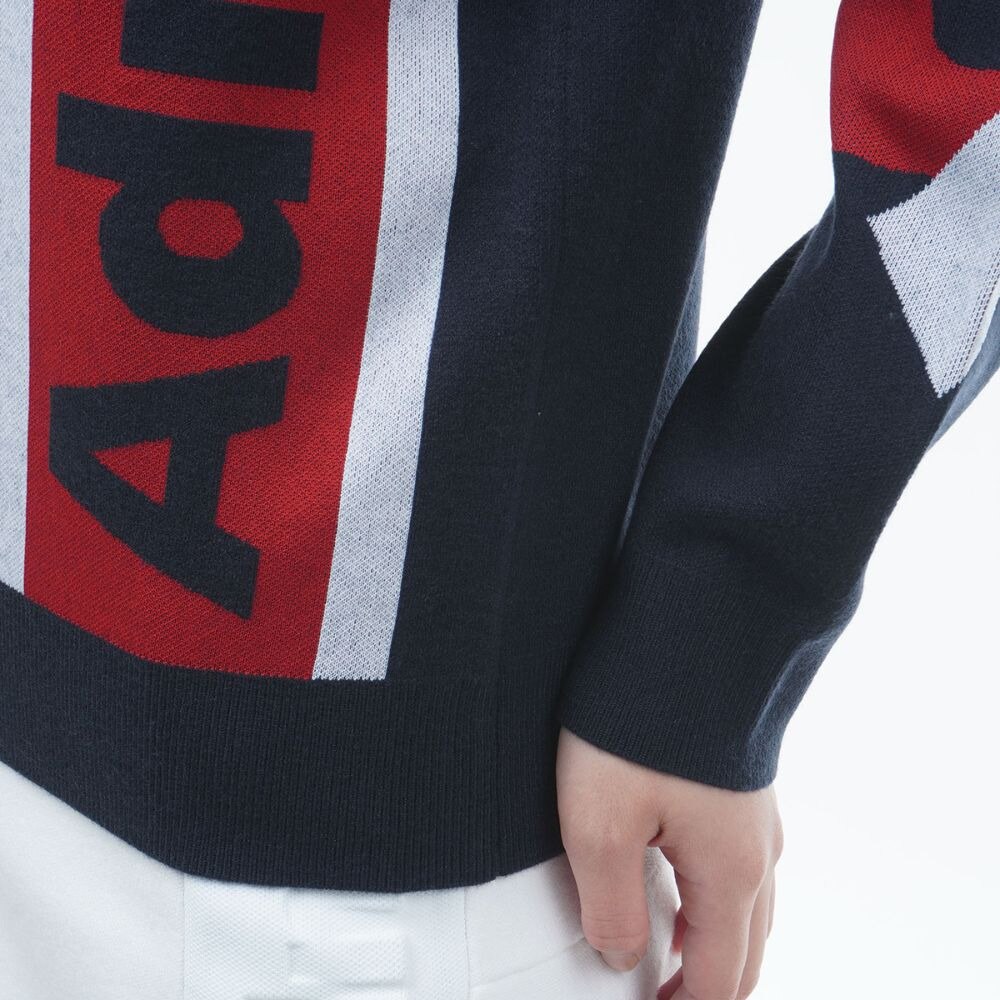 アドミラル（Admiral）（レディース）ゴルフウェア ロゴジャカードクルーネックセーター ADLA359-NVY