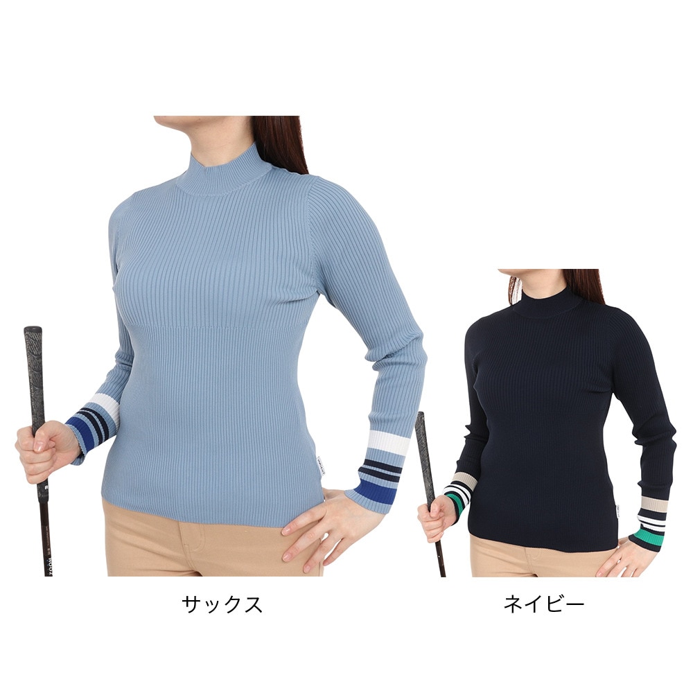 ビバハート（VIVA HEART）（レディース）ゴルフウェア FIT TECH ハイネックリブニット 012-19911-098