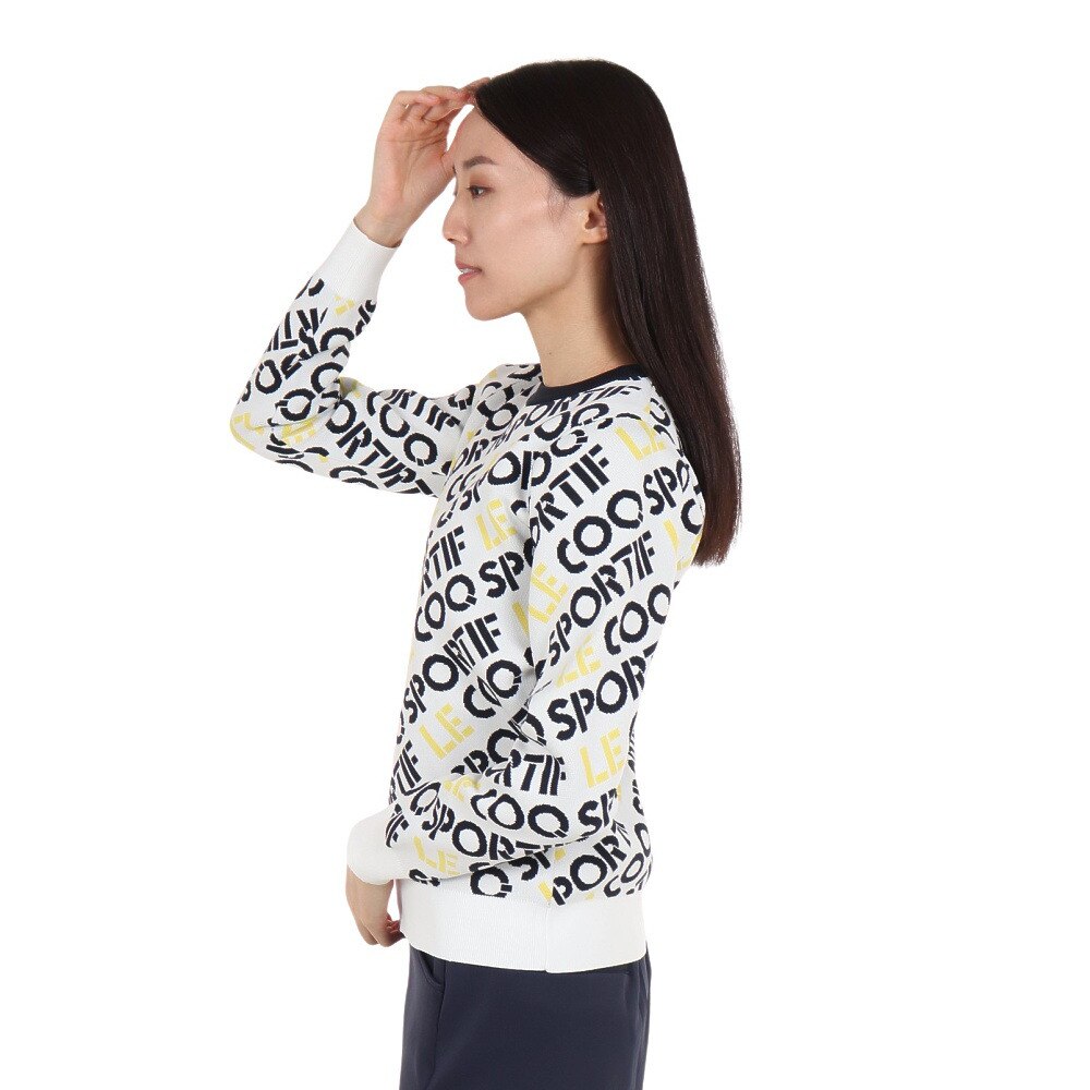 ルコックスポルティフ（lecoqsportif）（レディース）ゴルフウェア マルチカラーロゴセーター QGWWJL01 WH00
