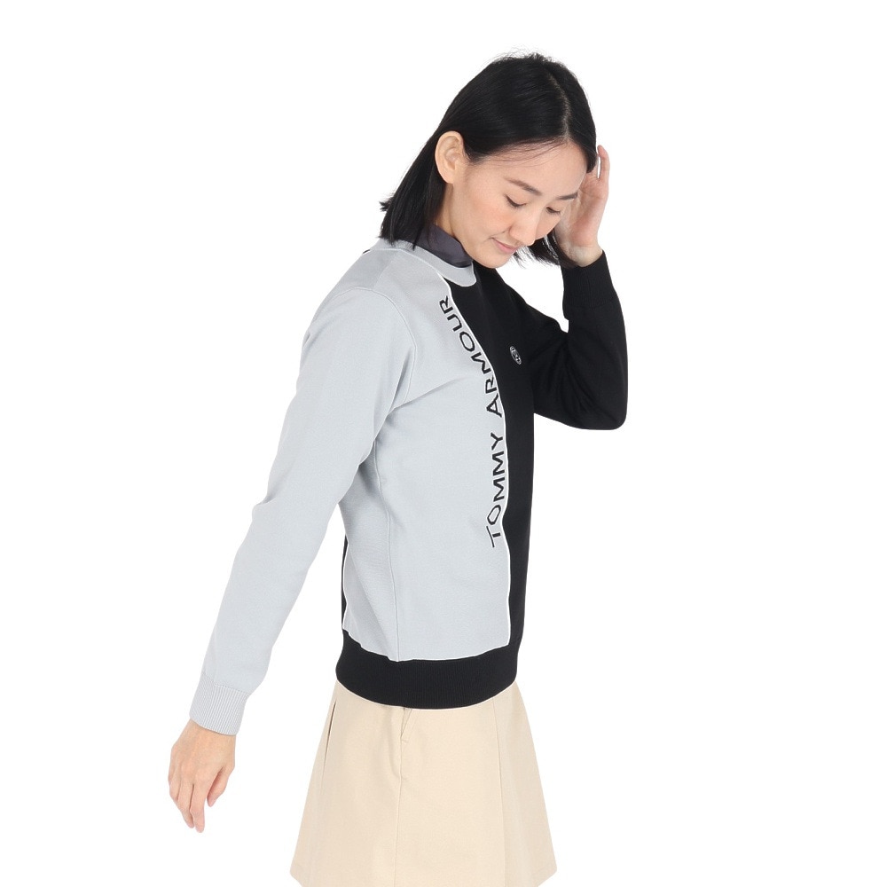トミーアーマー（Tommy Armour）（レディース）ゴルフウェア 軽量 Tech JQ ニット 長袖クルーネック TAPLU23F070012 BLK