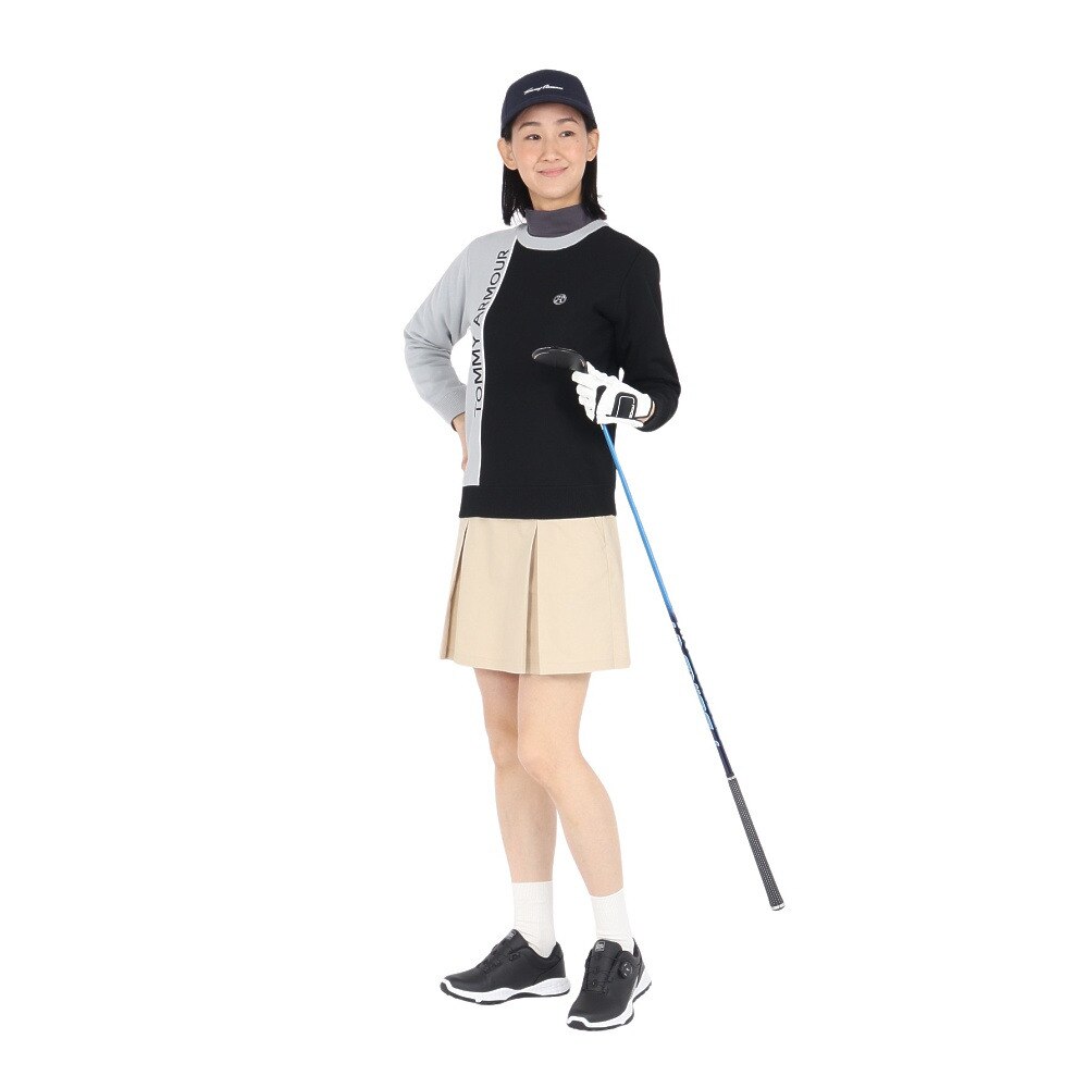 トミーアーマー（Tommy Armour）（レディース）ゴルフウェア 軽量 Tech JQ ニット 長袖クルーネック TAPLU23F070012 BLK