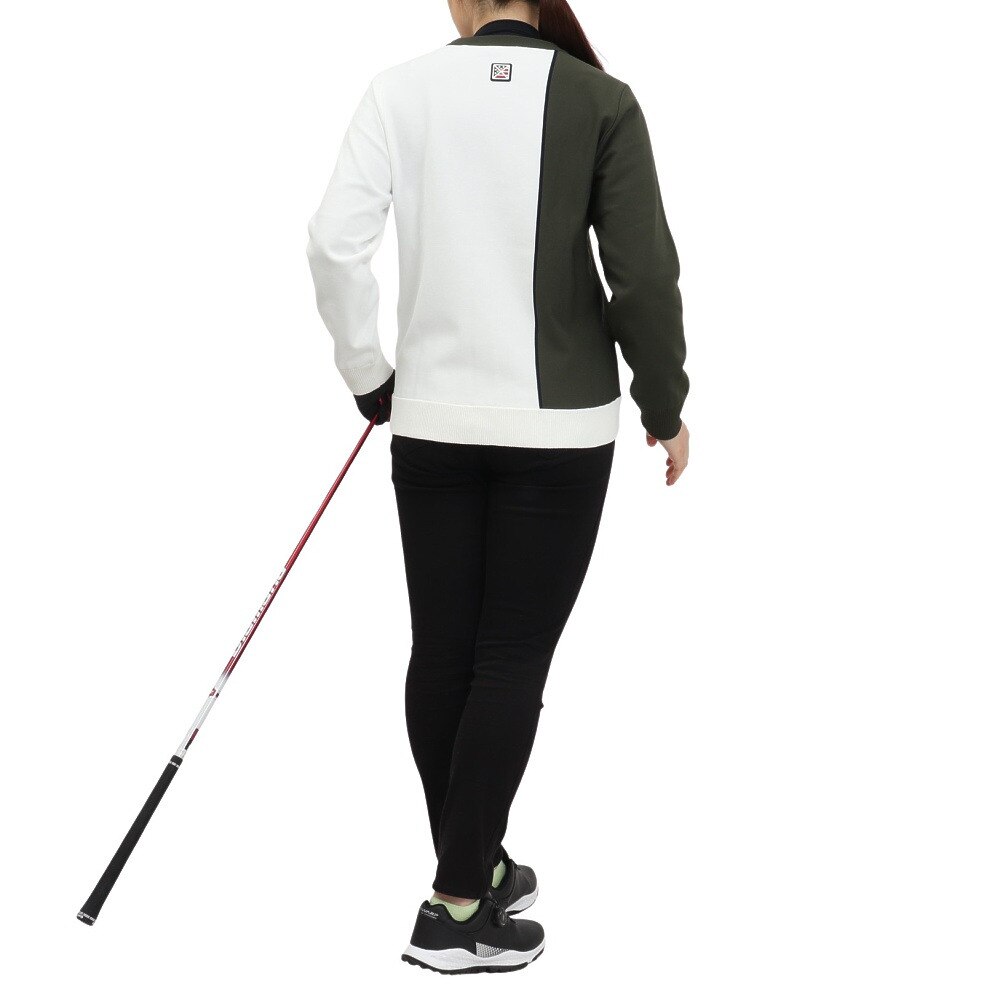 トミーアーマー（Tommy Armour）（レディース）ゴルフウェア 軽量 Tech JQ ニット 長袖クルーネック TAPLU23F070012 WHT