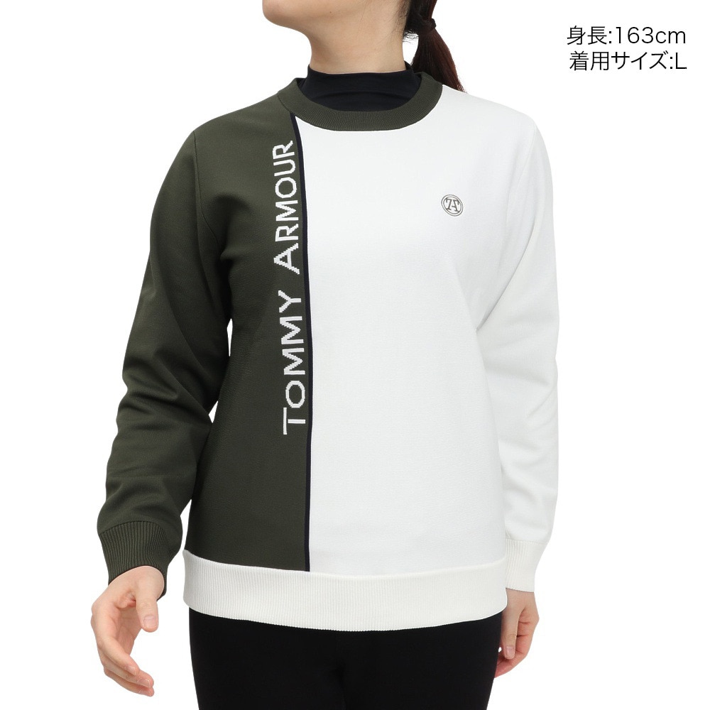 トミーアーマー（Tommy Armour）（レディース）ゴルフウェア 軽量 Tech JQ ニット 長袖クルーネック TAPLU23F070012 WHT