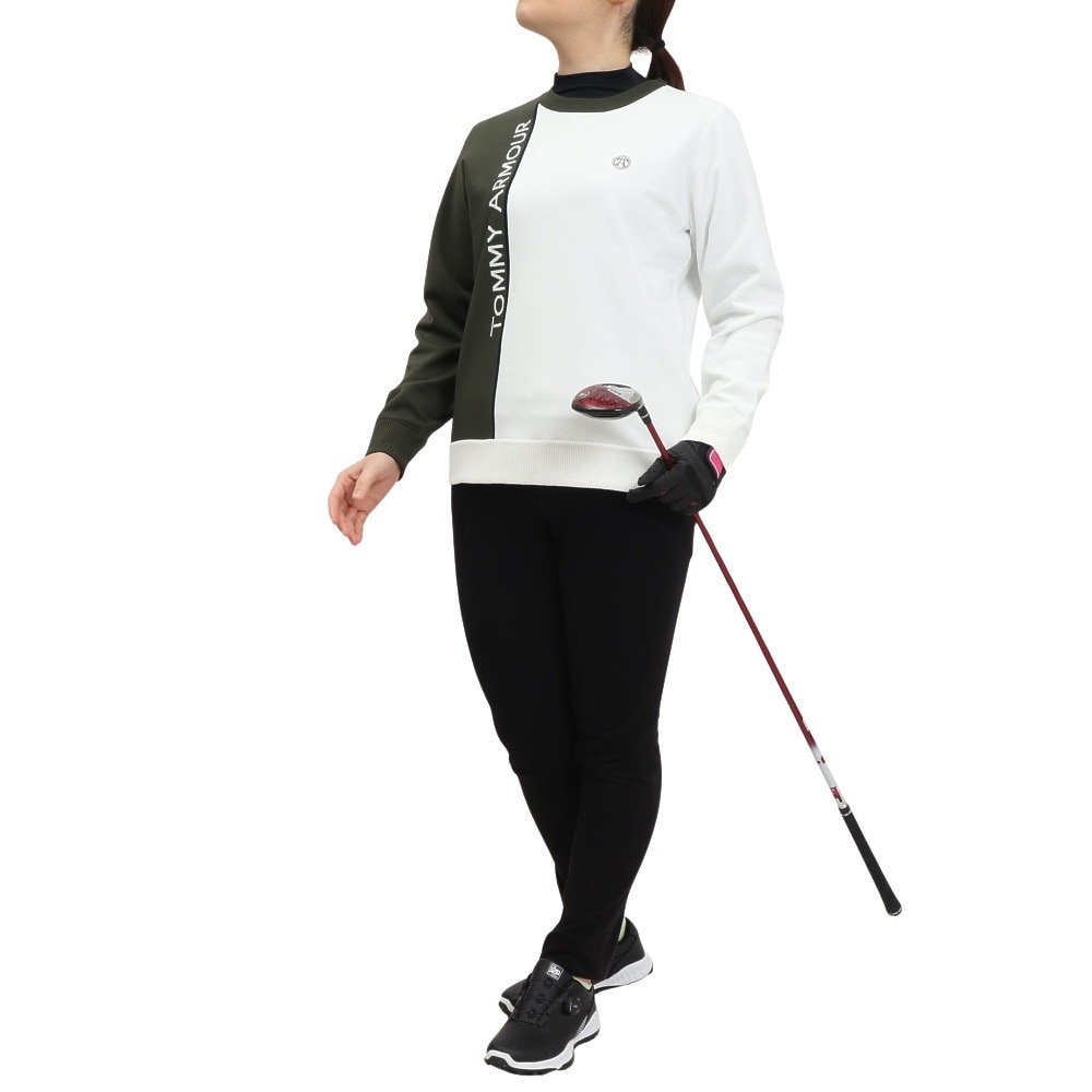 トミーアーマー（Tommy Armour）（レディース）ゴルフウェア 軽量 Tech JQ ニット 長袖クルーネック TAPLU23F070012 WHT