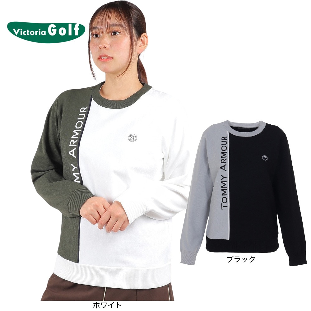 トミーアーマー（Tommy Armour）（レディース）ゴルフウェア 軽量 Tech JQ ニット 長袖クルーネック TAPLU23F070012 WHT