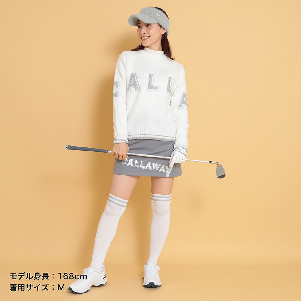 キャロウェイ（CALLAWAY）（レディース）ゴルフウェア メタリックロゴクルーネックニット C24218203-1030