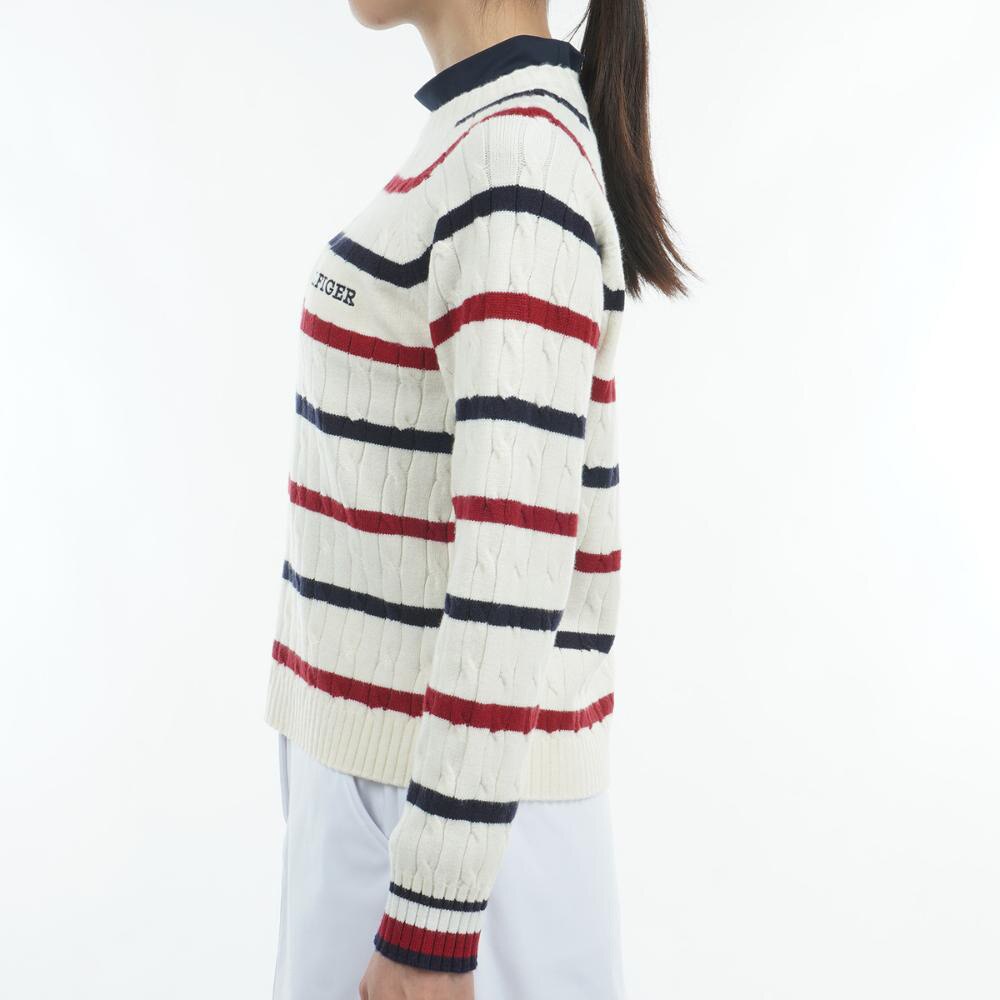 トミー ヒルフィガー ゴルフ（TOMMY HILFIGER GOLF）（レディース）ゴルフウェア 長袖 ケーブル クルーネックセーター THLA478-IVY