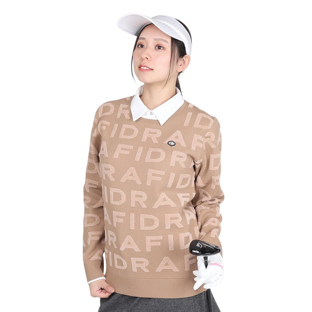 フィドラ（FIDRA）（レディース）ゴルフウェア 保温 ジャカードロゴニット FD5SUJ09 BEG