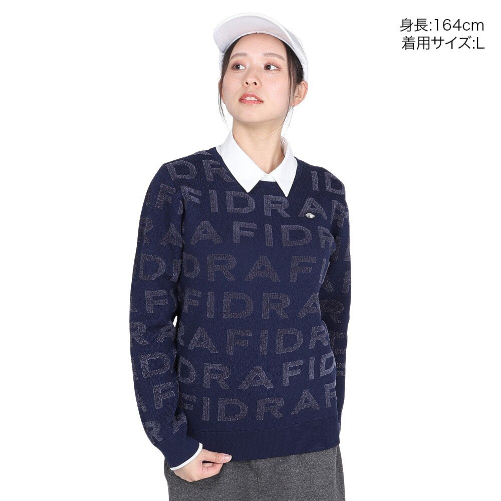フィドラ（FIDRA）（レディース）ゴルフウェア 保温 ジャカードロゴニット FD5SUJ09 NVY