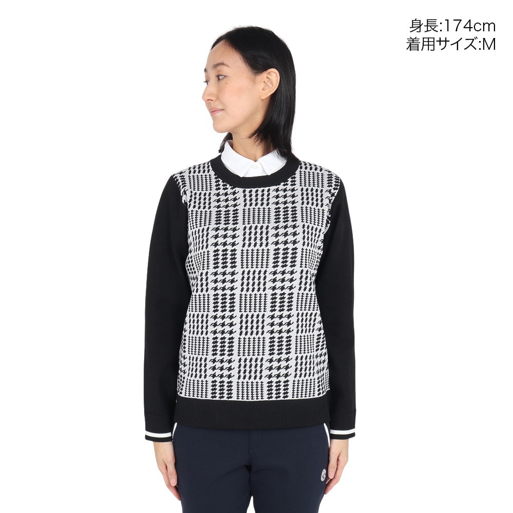トミーアーマー（Tommy Armour）（レディース）ゴルフウェア ジャガード 長袖 クルーネックニット TASL24F070010 BLK