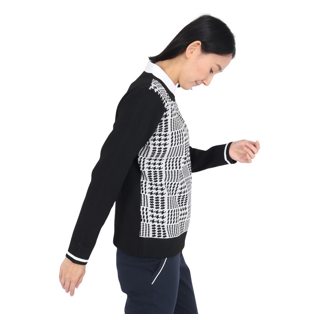 トミーアーマー（Tommy Armour）（レディース）ゴルフウェア ジャガード 長袖 クルーネックニット TASL24F070010 BLK