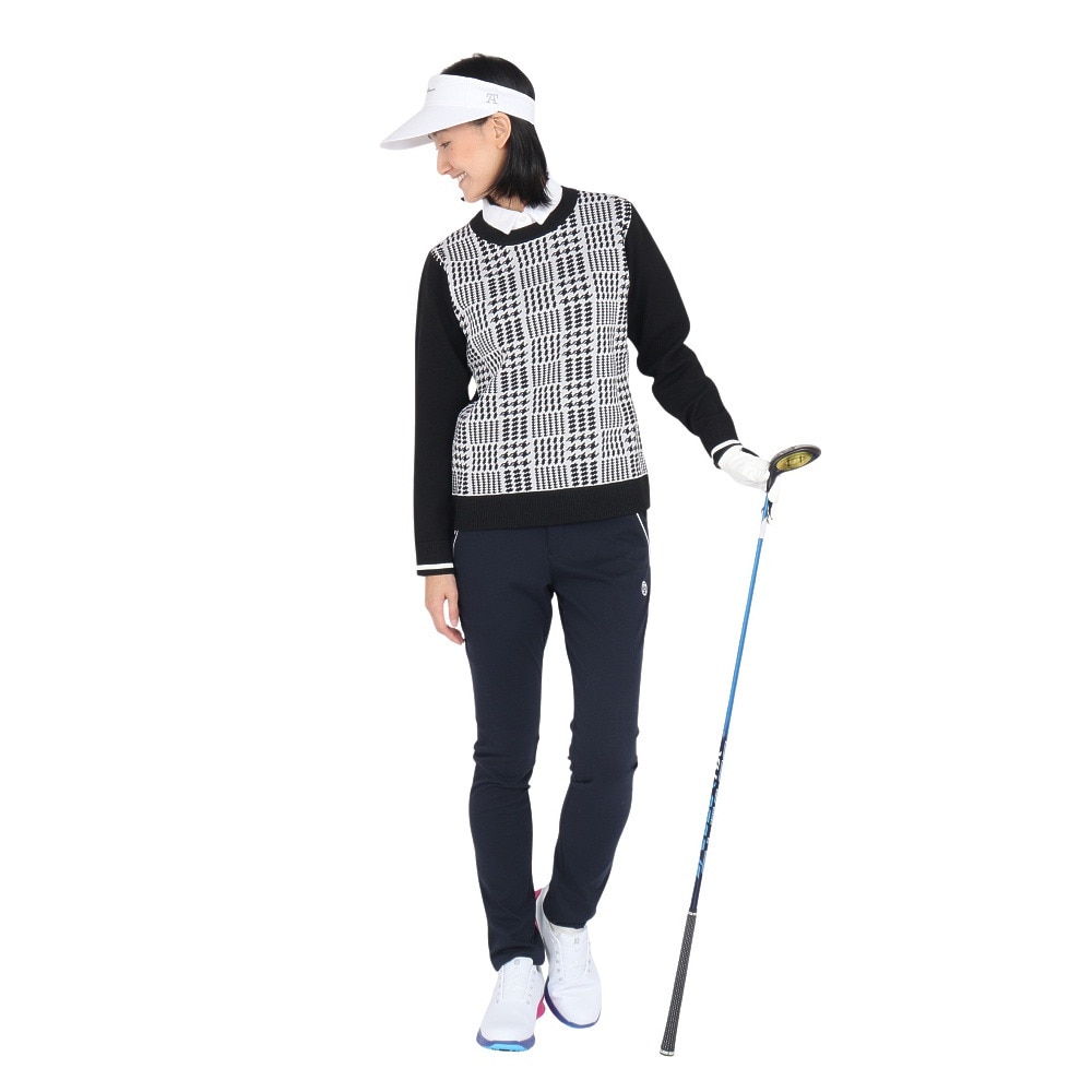 トミーアーマー（Tommy Armour）（レディース）ゴルフウェア ジャガード 長袖 クルーネックニット TASL24F070010 BLK