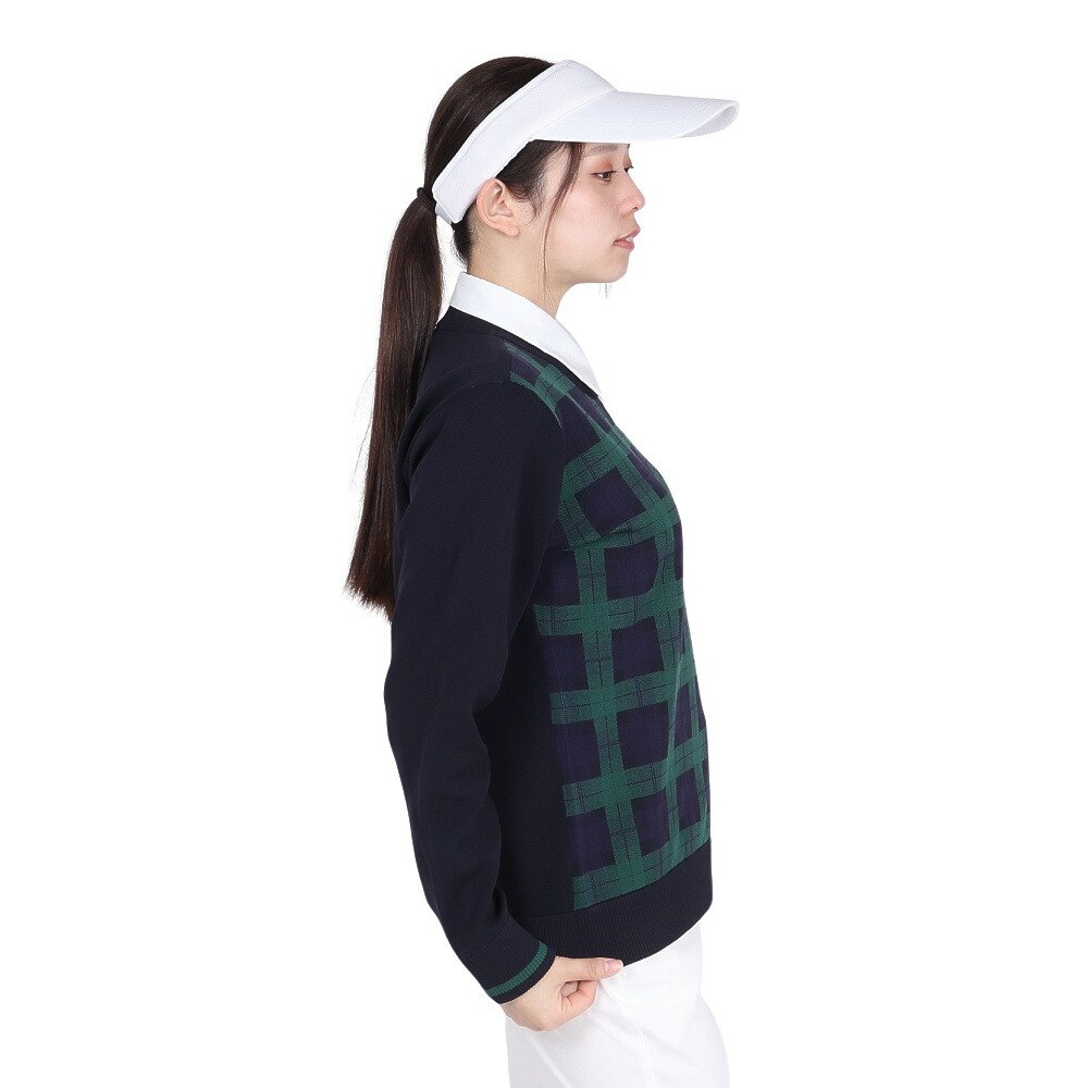 トミーアーマー（Tommy Armour）（レディース）ゴルフウェア ジャガード 長袖 クルーネックニット TASL24F070010 NVY