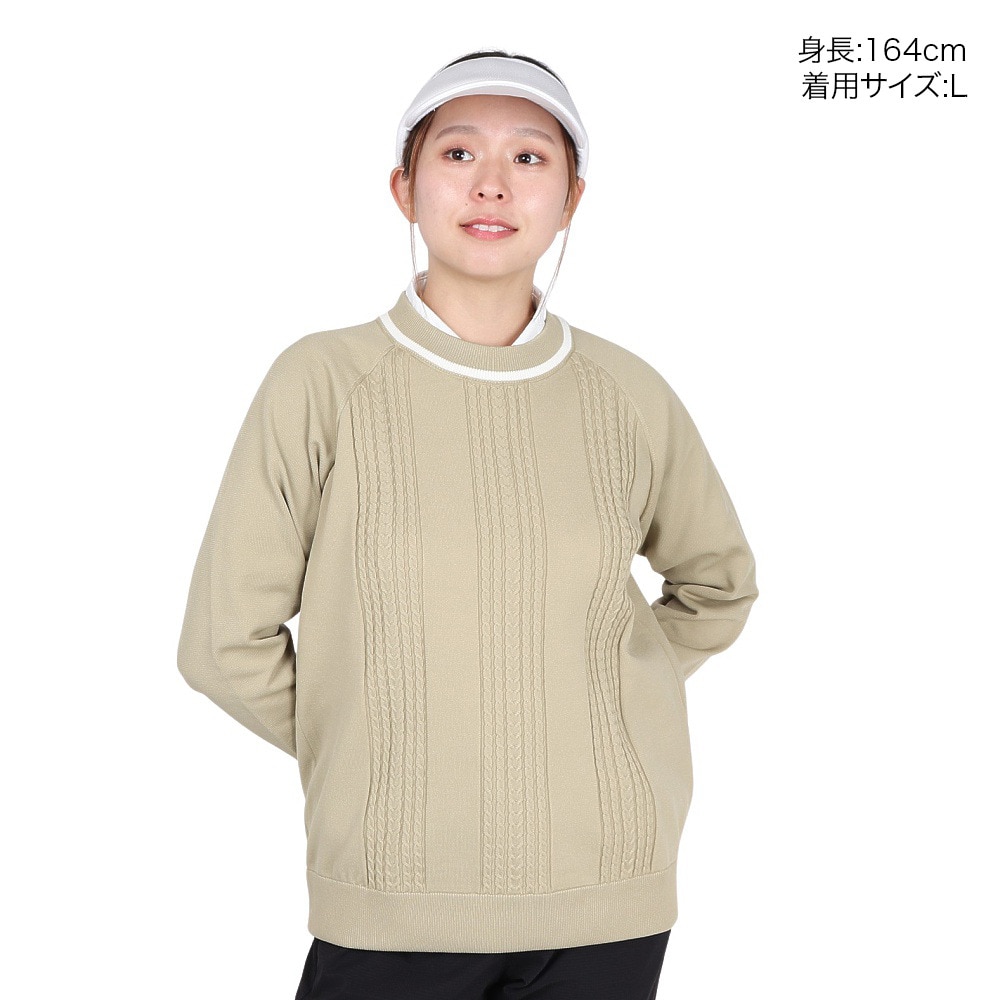 トミーアーマー（Tommy Armour）（レディース）ゴルフウェア 長袖 Wポリニット クルーネック プルオーバー TASL25F070020 BEG