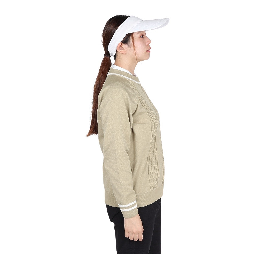トミーアーマー（Tommy Armour）（レディース）ゴルフウェア 長袖 Wポリニット クルーネック プルオーバー TASL25F070020 BEG