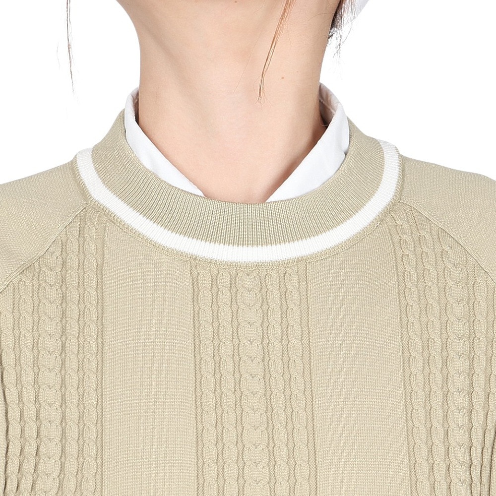 トミーアーマー（Tommy Armour）（レディース）ゴルフウェア 長袖 Wポリニット クルーネック プルオーバー TASL25F070020 BEG