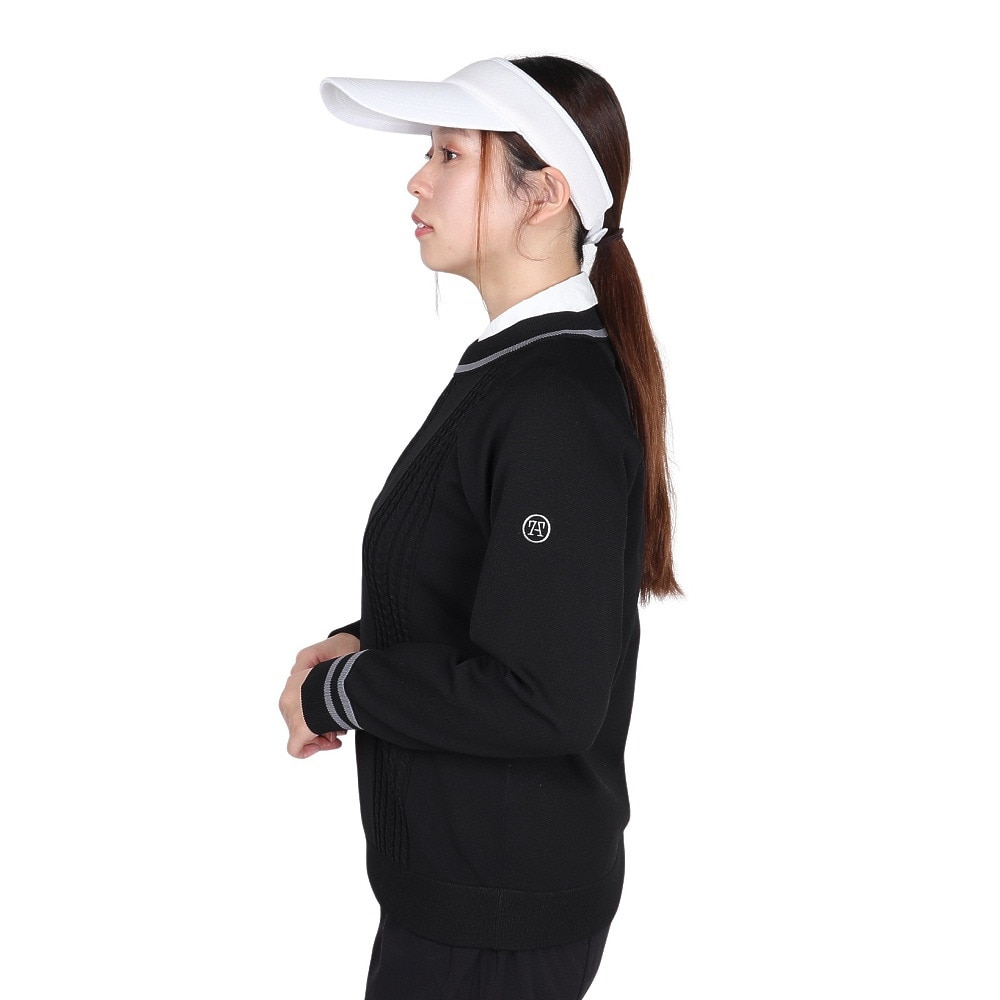 トミーアーマー（Tommy Armour）（レディース）ゴルフウェア 長袖 Wポリニット クルーネック プルオーバー TASL25F070020 BLK
