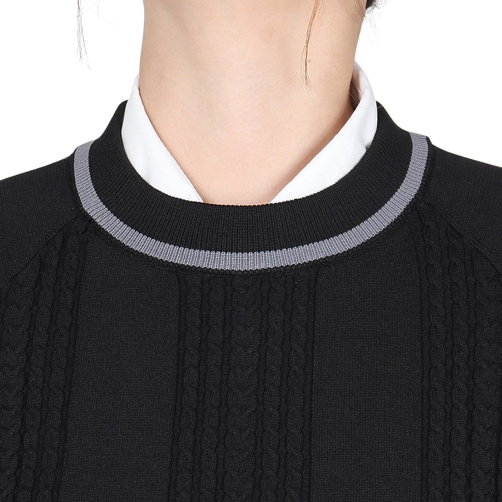 トミーアーマー（Tommy Armour）（レディース）ゴルフウェア 長袖 Wポリニット クルーネック プルオーバー TASL25F070020 BLK