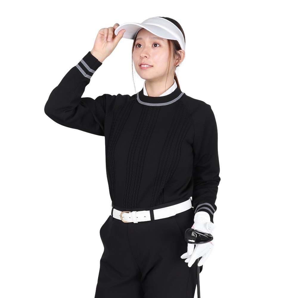 トミーアーマー（Tommy Armour）（レディース）ゴルフウェア 長袖 Wポリニット クルーネック プルオーバー TASL25F070020 BLK
