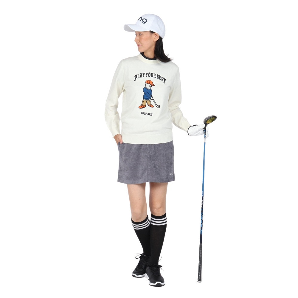 ピン（PING）（レディース）ゴルフウェア ジャカード クルーネックニット 622-5270901-030