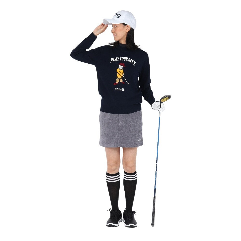 ピン（PING）（レディース）ゴルフウェア ジャカード クルーネックニット 622-5270901-120