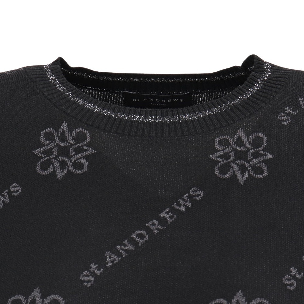 セントアンドリュース（ST.ANDREWS）（レディース）ゴルフウェア 14Gロゴケルトジャガードクルーネックニットプルオーバー 043-5270952-010