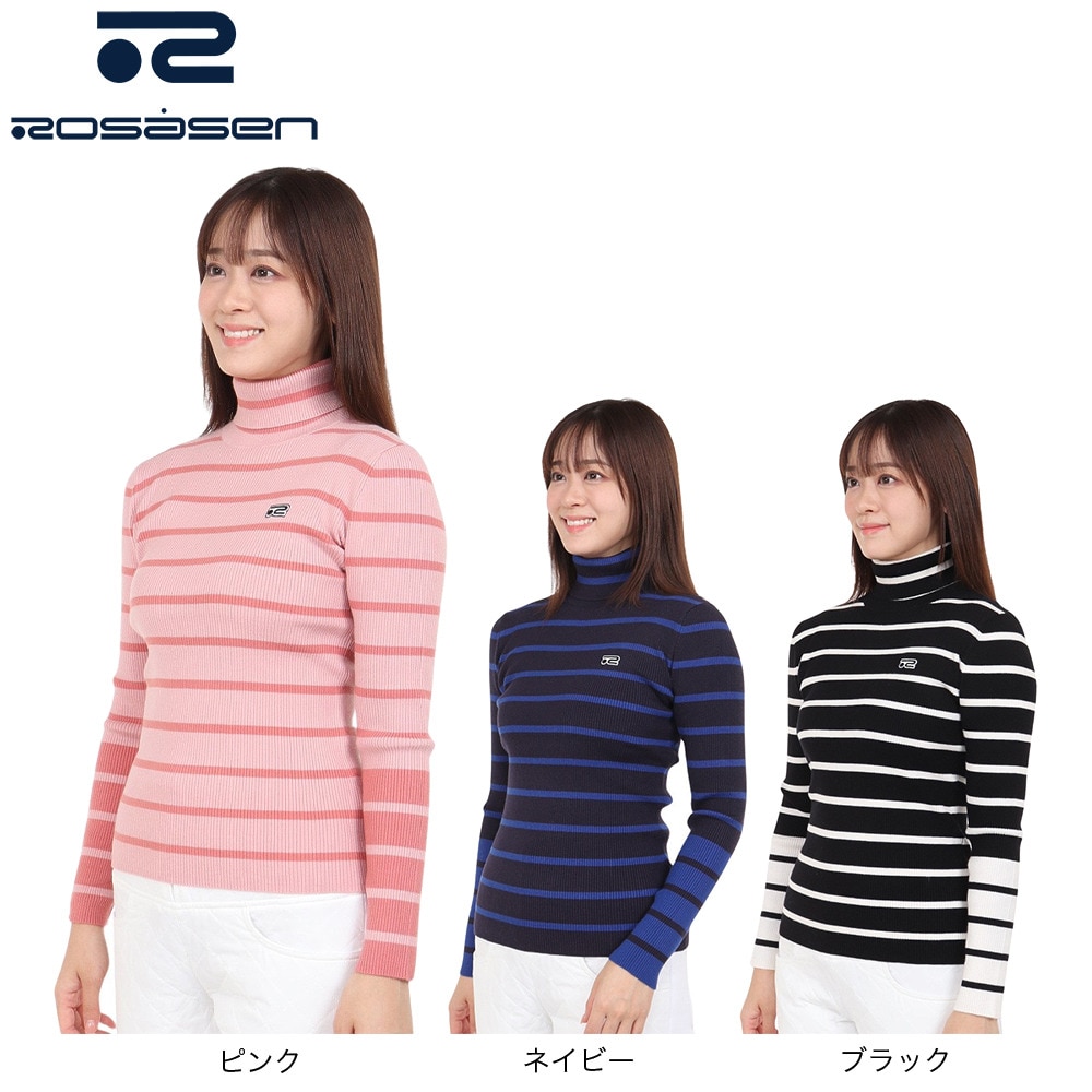 ROSASEN（レディース）ゴルフウェア A-Line リブハイネック長袖ニット 048-19013-073