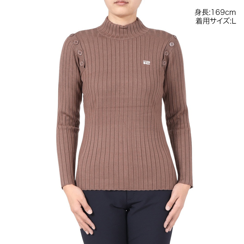 ROSASEN（レディース）ゴルフウェア 保温 A-Line リブハイネック長袖ニットセーター 048-12013-043