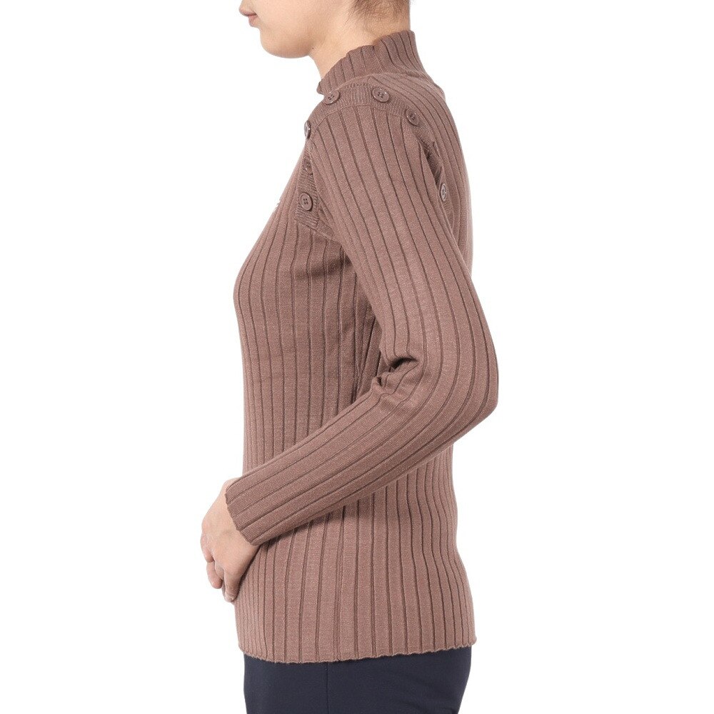 ROSASEN（レディース）ゴルフウェア 保温 A-Line リブハイネック長袖ニットセーター 048-12013-043